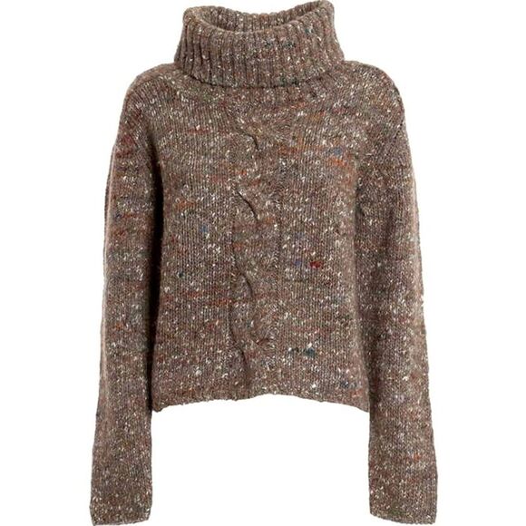 Stella Jean Wool Alpaca Silk Roll Neck Chunky Speckled Knit Sweater Brown 8 - Picture 2 of 13